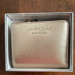 NWT Kate Spade Glittering Rose Metallic Wallet
